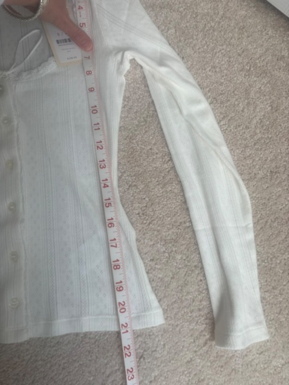 NWT Doen Lori Pointelle button up Tee in Salt (white), size Small - Picture 5 of 11